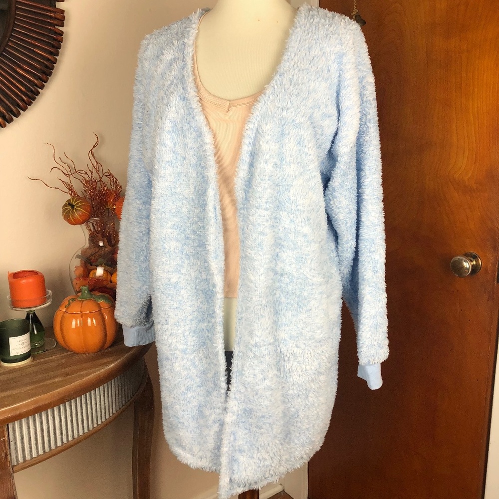 Fluffy Cardigan Light Blue Size Large